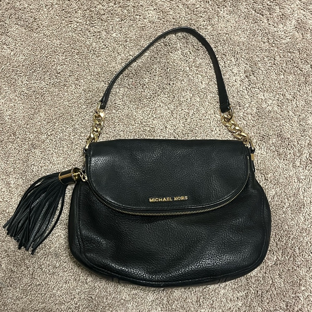 Michael Kors Black Pebbled Leather Shoulder Bag
